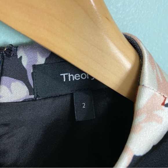 Theory Mod Dress Floral Victoria Belted Shift Mini Work Office Sz 2 - Picture 4 of 12
